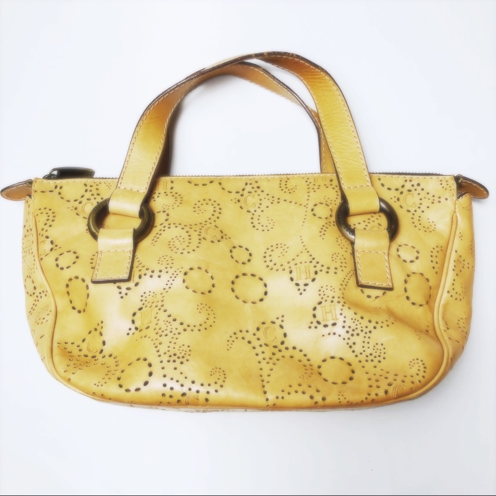 Carolina Herrera Laser Cut Leather Shoulder Bag